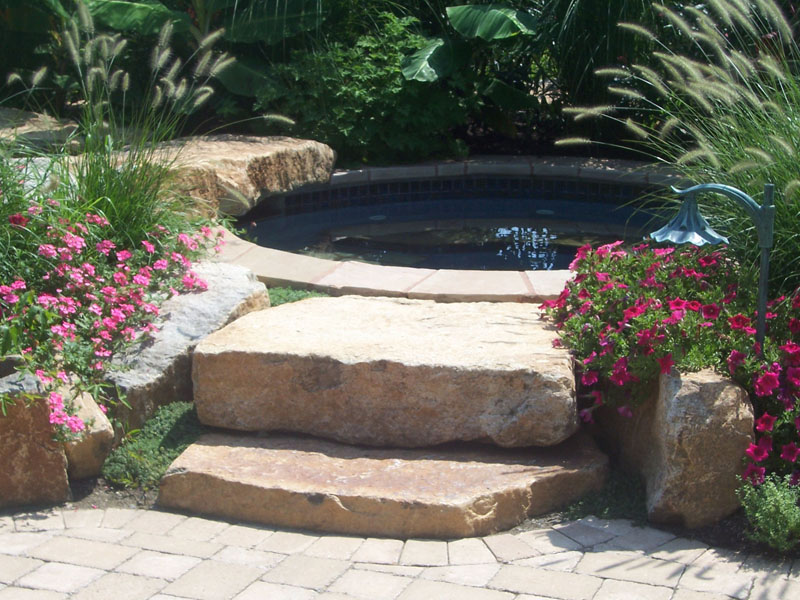 Custom Landscape Koi Pond with Natural Stone Stairs, Flanders NJ
